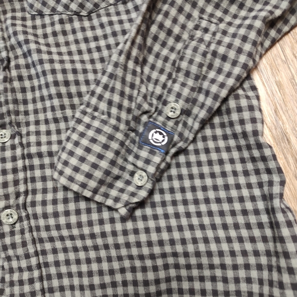 Dethrone Royalty Brand black & Gray check Flannel Shirt Men's Size L - Picture 8 of 10